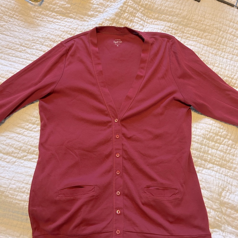 J crew perfect fit maroon cardigan size XL